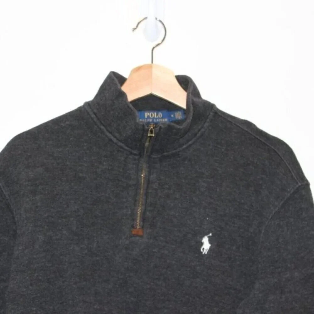 Polo Ralph Lauren Gray 100% Cotton Blend Quarter-Zip Sweater Men's Size M